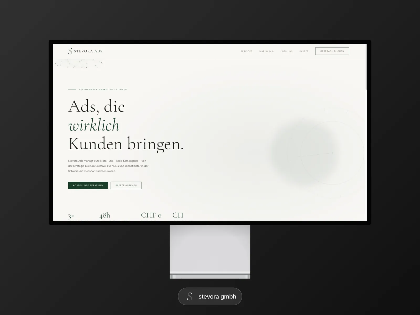 stevora Ads, Landingpage für Online-Werbung und Kampagnen